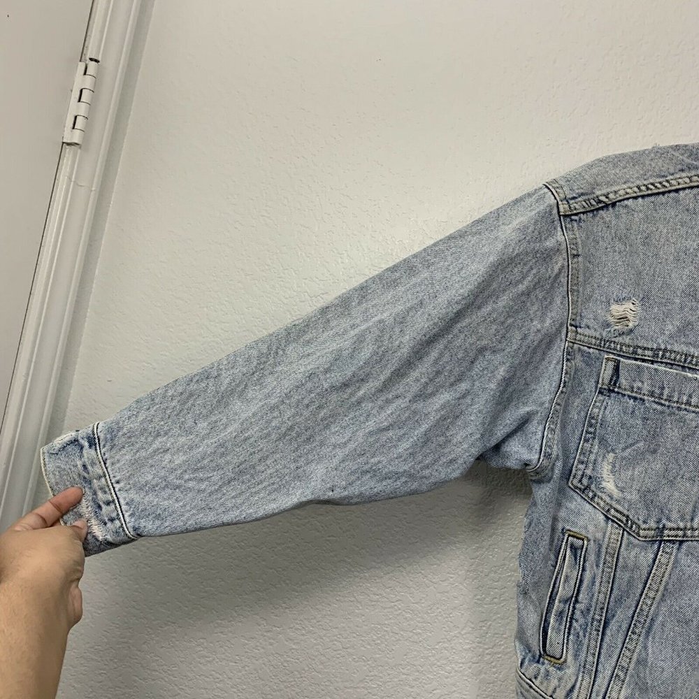 Mango Distressed Light Wash Denim Jackets - Picture 3 of 10